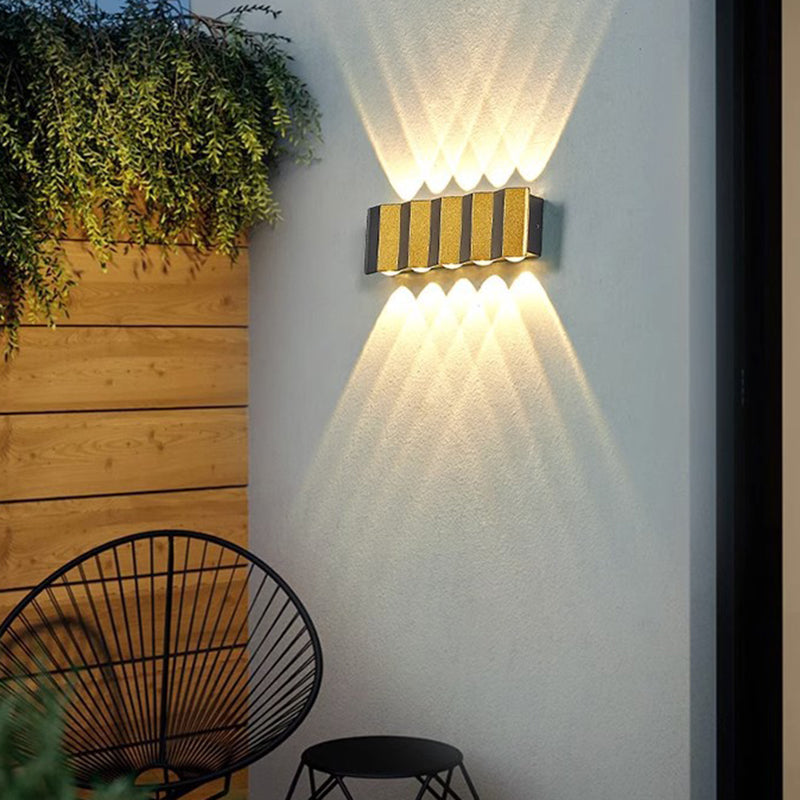 Modern Simplicity Waterproof Aluminum Rectangular Bent Up And Down LED Wall Sconce Lamp For Outdoor Patio | Bowlift