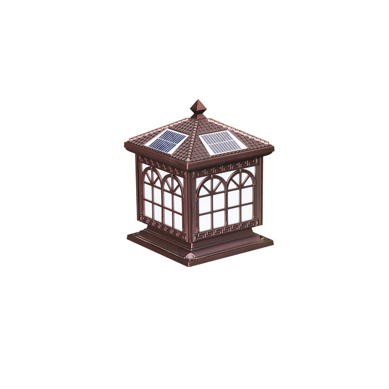 Traditional Chinese Solar Waterproof Aluminum Acrylic Glass Cylinder Lantern LED Landscape Lighting Outdoor Light For Garden | Bowlift