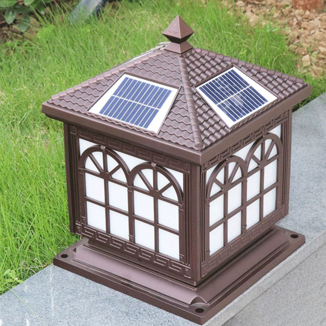Traditional Chinese Solar Waterproof Aluminum Acrylic Glass Cylinder Lantern LED Landscape Lighting Outdoor Light For Garden | Bowlift