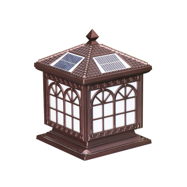 Traditional Chinese Solar Waterproof Aluminum Acrylic Glass Cylinder Lantern LED Landscape Lighting Outdoor Light For Garden | Bowlift
