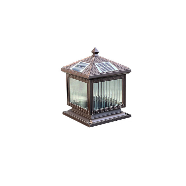 Traditional Chinese Solar Waterproof Aluminum Acrylic Glass Cylinder Lantern LED Landscape Lighting Outdoor Light For Garden | Bowlift
