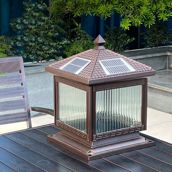 Traditional Chinese Solar Waterproof Aluminum Acrylic Glass Cylinder Lantern LED Landscape Lighting Outdoor Light For Garden | Bowlift