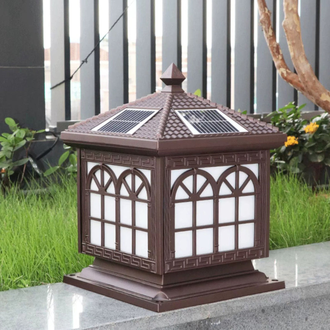 Traditional Chinese Solar Waterproof Aluminum Acrylic Glass Cylinder Lantern LED Landscape Lighting Outdoor Light For Garden | Bowlift