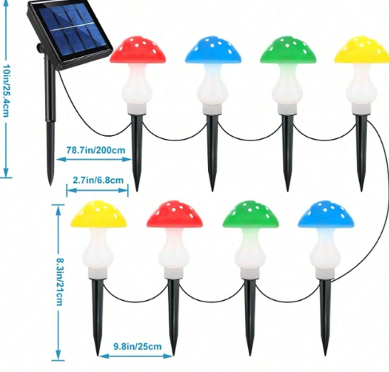 BowLift | Modern Art Deco Solar Waterproof ABS Mushroom Decoration LED String Lights Outdoor Light For Garden