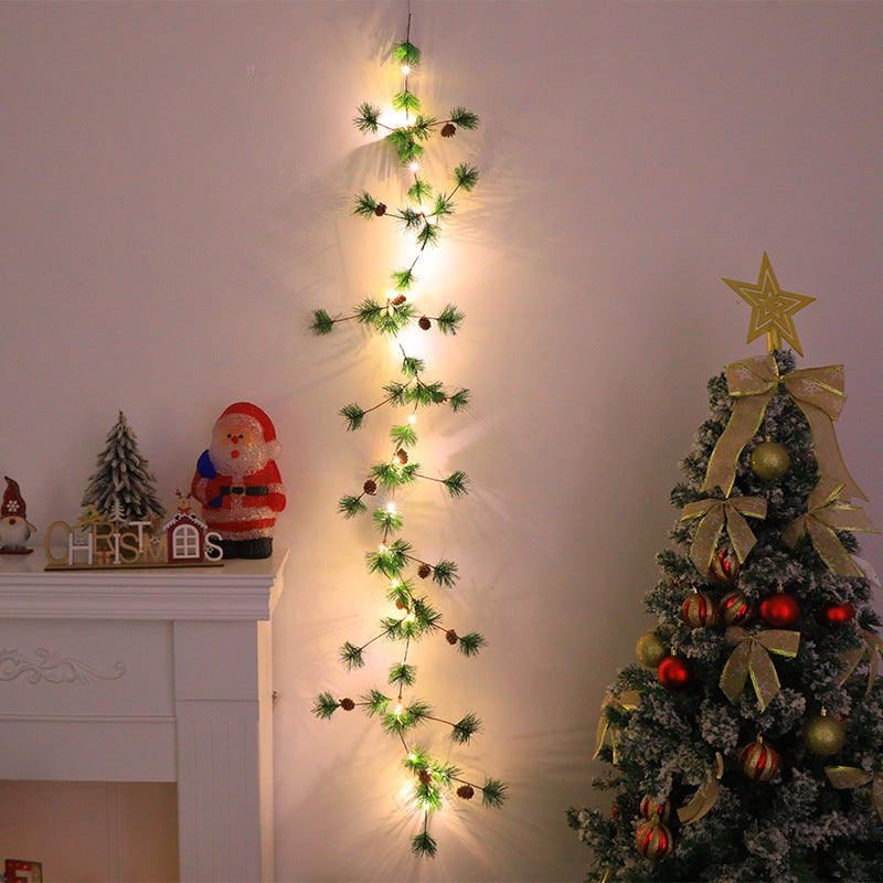 BowLift | Modern Art Deco Battery Copper Plastic Leaf Bell Pine Needle Red Fruit Christmas Decoration LED String Lights For Bedroom