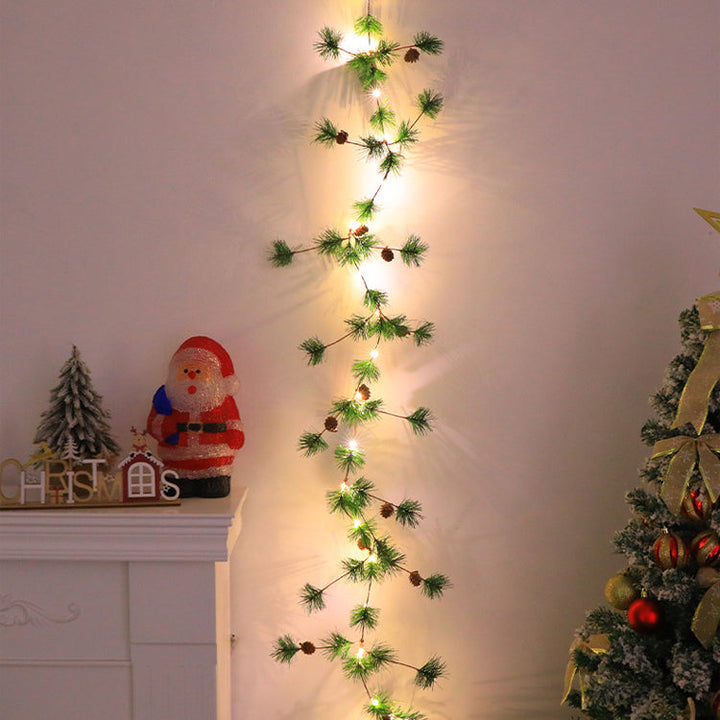 BowLift | Modern Art Deco Battery Copper Plastic Leaf Bell Pine Needle Red Fruit Christmas Decoration LED String Lights For Bedroom