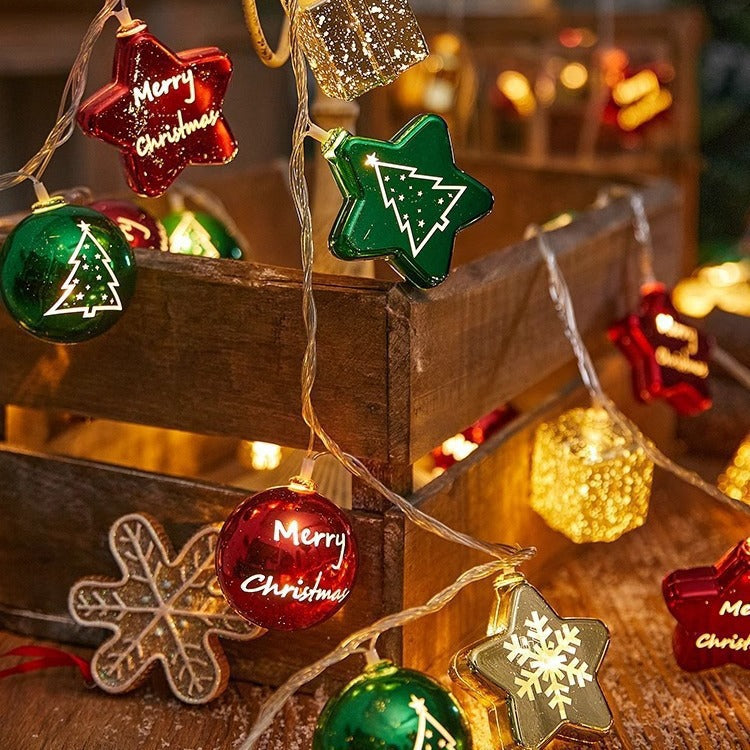 BowLift | Modern Art Deco Battery USB Plastic Star Ball Christmas Tree Decoration LED String Light For Bedroom