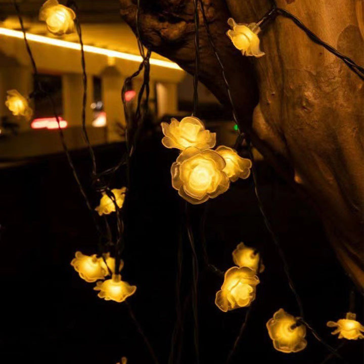 BowLift | Modern Art Deco Solar Battery Waterproof PVC Rose Romantic Decoration LED String Light For Garden