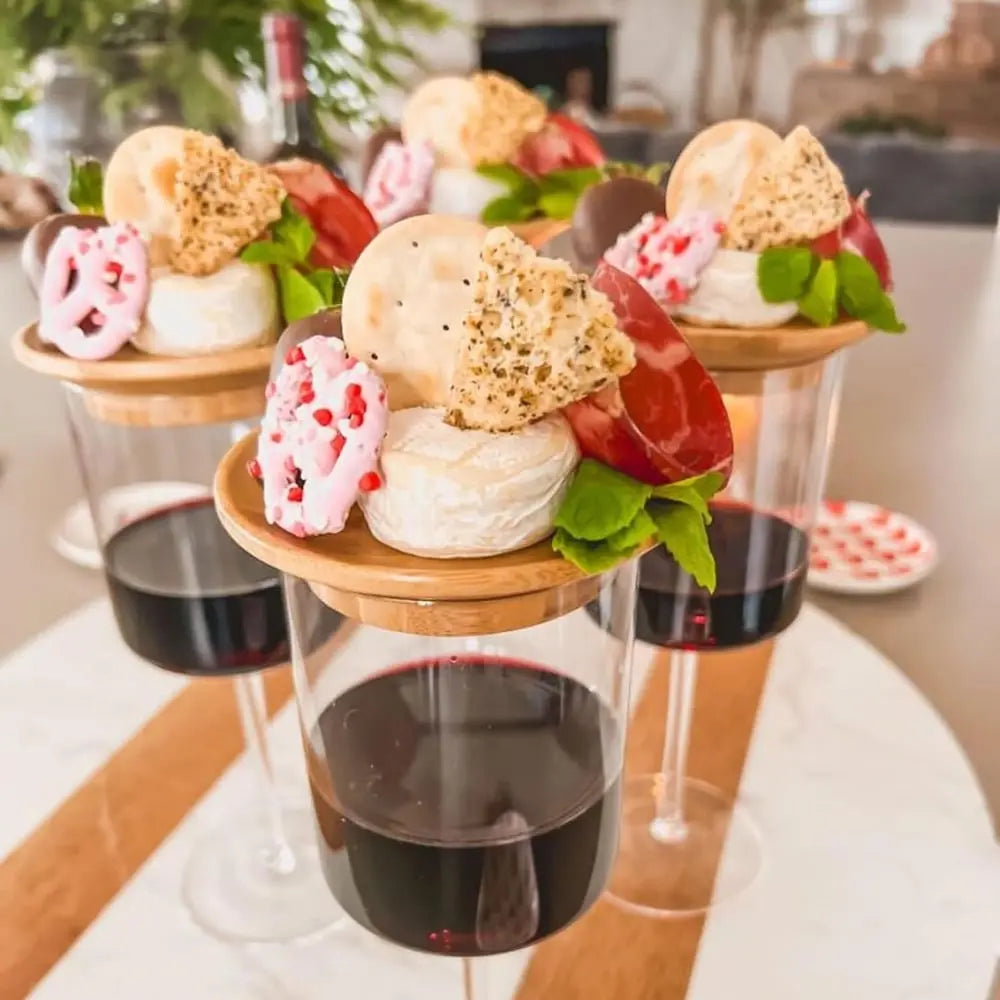 BowLift | Bamboo Wine Glass Snack Holder — Elegant Snack Holder for Wine Evenings