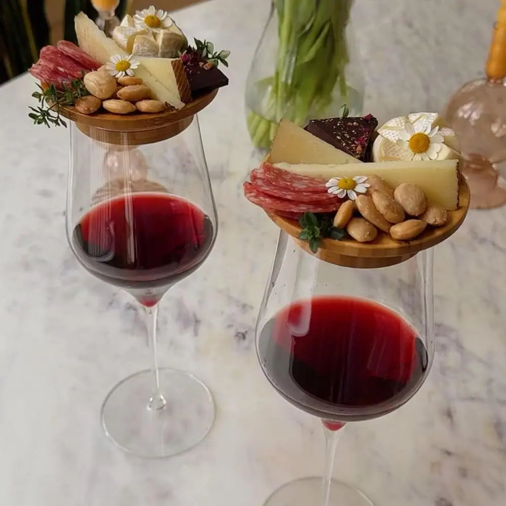 BowLift | Bamboo Wine Glass Snack Holder — Elegant Snack Holder for Wine Evenings
