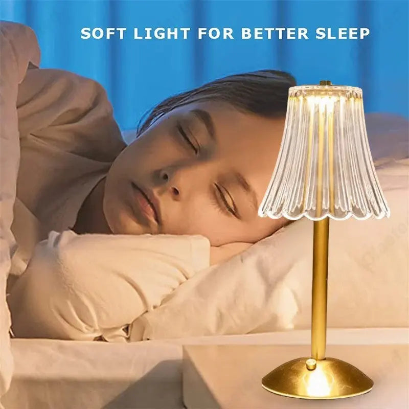 Wireless Table Lamp with Crystal Decor and Dimmable Lighting - GlamLight | Bowlift