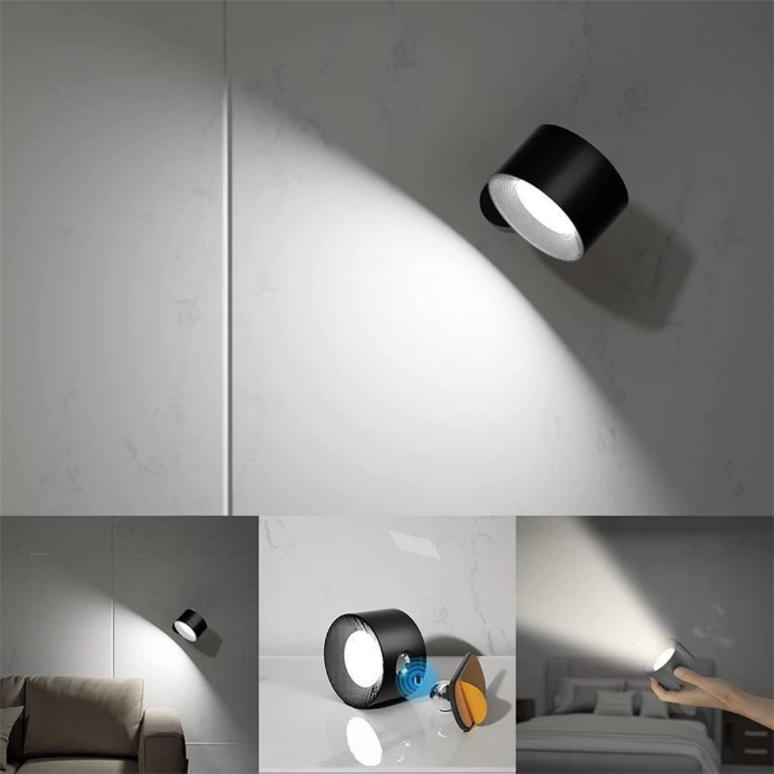 BowLift | FlexiLamp – Wireless, Rechargeable Wall Light with 360° Rotation