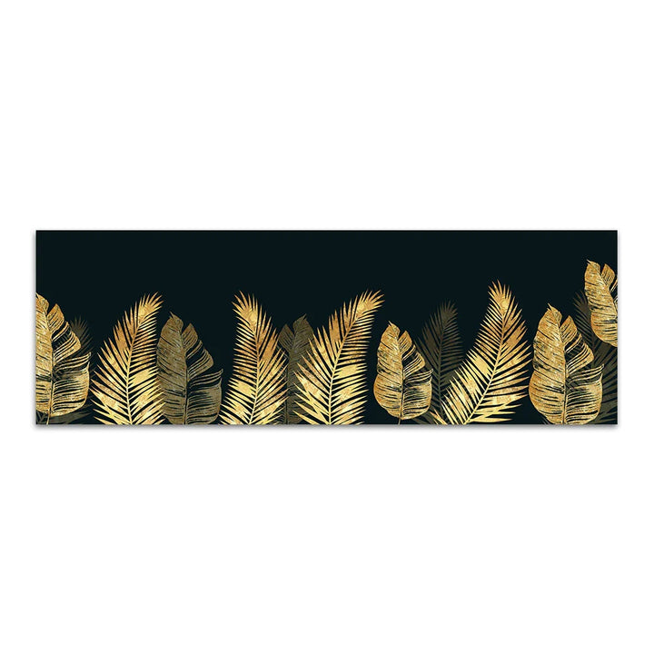 Big Sizes Wide Format Tropical Botanical Wall Art Fine Art Canvas Prints Golden Monstera Palm Leaves Pictures For Above The Bed Art For Above The Sofa | Bowlift