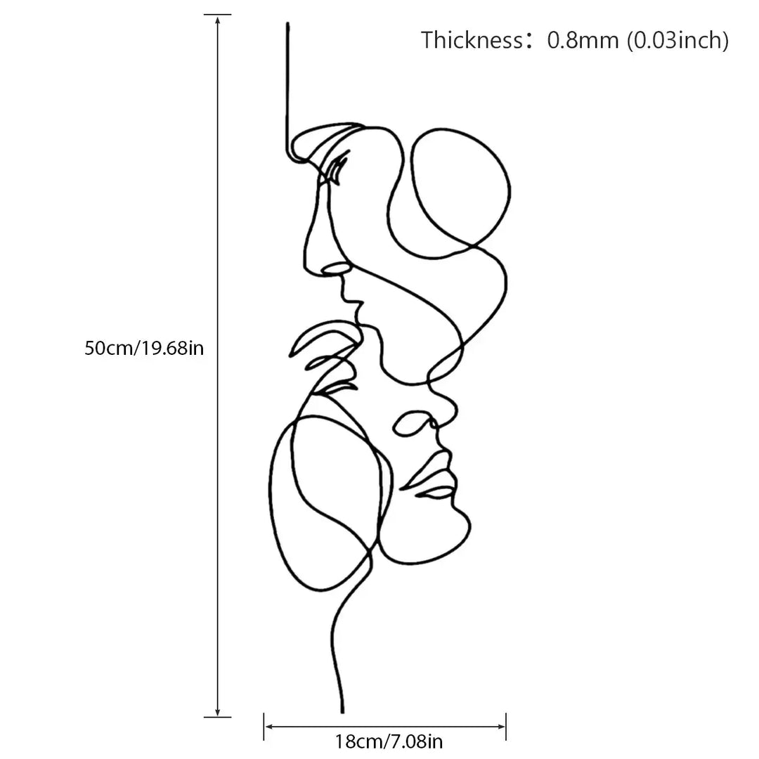 BowLift | Black Metal Wall Art Wall Decoration Abstract Iron Wall Sculpture Minimalist Face Line Home Decor Craftsmanship
