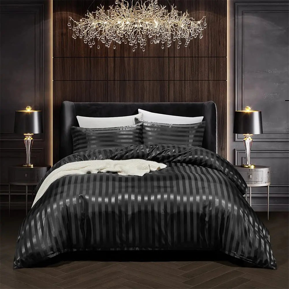 BowLift | VelvetDream - Black Satin Bed Set