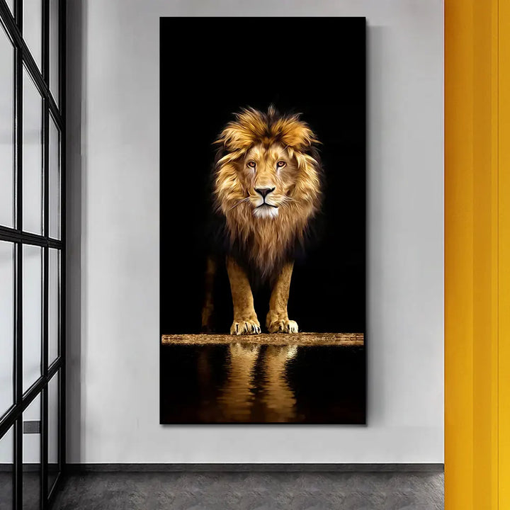 Black Golden Lion Poster Wall Art Fine Art Canvas Print Picture For Entrance Foyer Living Room Light Luxury Home Decor | Bowlift