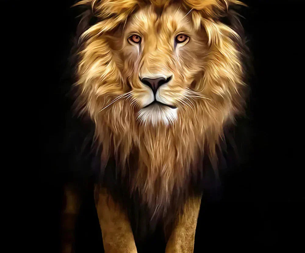 Black Golden Lion Poster Wall Art Fine Art Canvas Print Picture For Entrance Foyer Living Room Light Luxury Home Decor | Bowlift