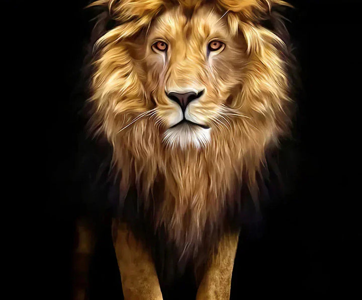 Black Golden Lion Poster Wall Art Fine Art Canvas Print Picture For Entrance Foyer Living Room Light Luxury Home Decor | Bowlift