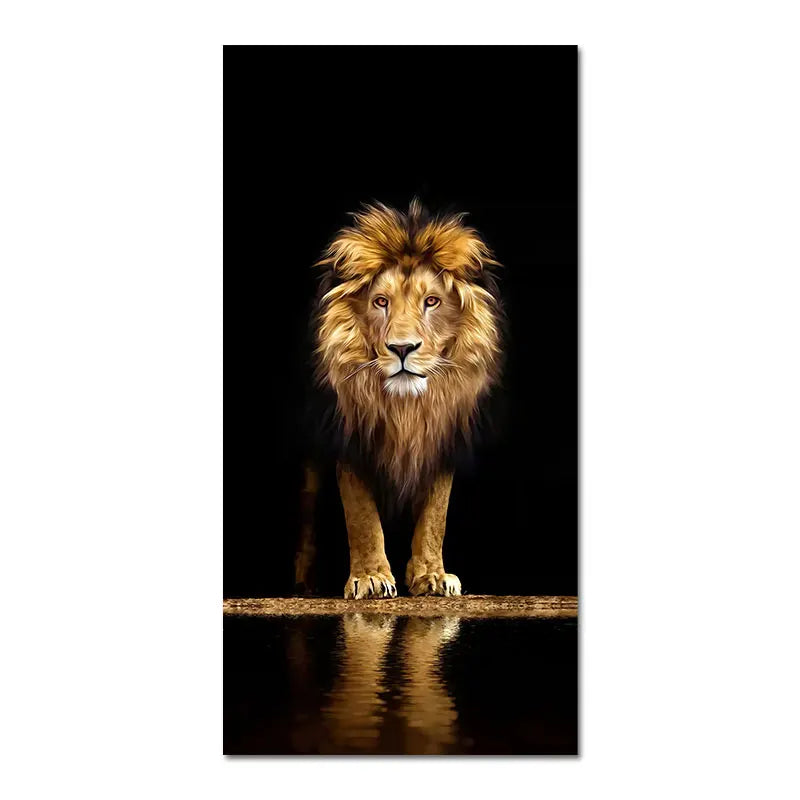 Black Golden Lion Poster Wall Art Fine Art Canvas Print Picture For Entrance Foyer Living Room Light Luxury Home Decor | Bowlift