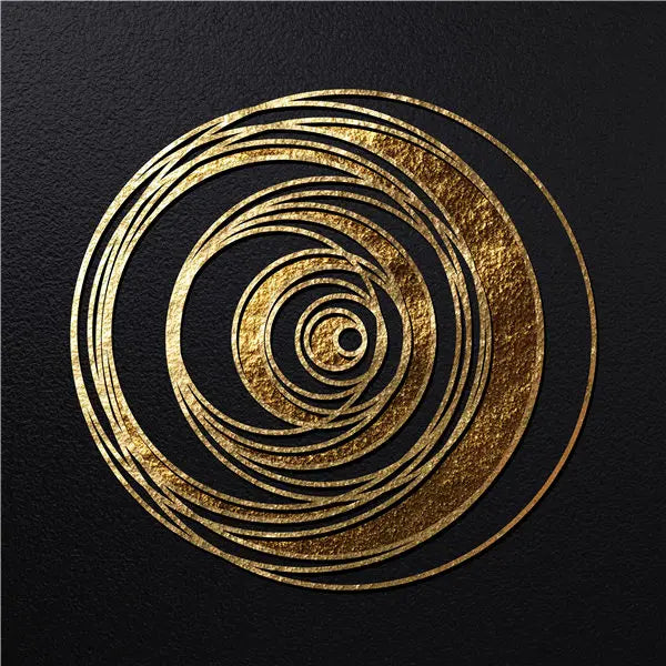 Black Golden Spherical Abstract Geometric Wall Art Fine Art Canvas Prints Modern Aesthetics Square Format Pictures For Living Room Home Office Decor | Bowlift