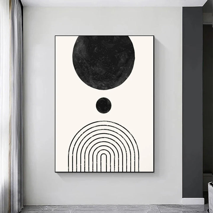 Black White Minimalist Geometric Curves Line Art Wall Art Fine Art Canvas Prints Pictures For Modern Apartment Living Room Home Office Decor | Bowlift