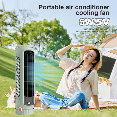 BowLift | CoolBreeze Mini – Portable bladeless tower fan with USB charging function