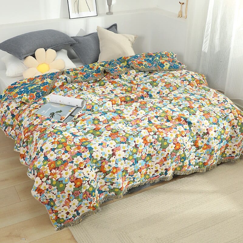 Bloom Pastoral Flower Throw Blanket Bowlift