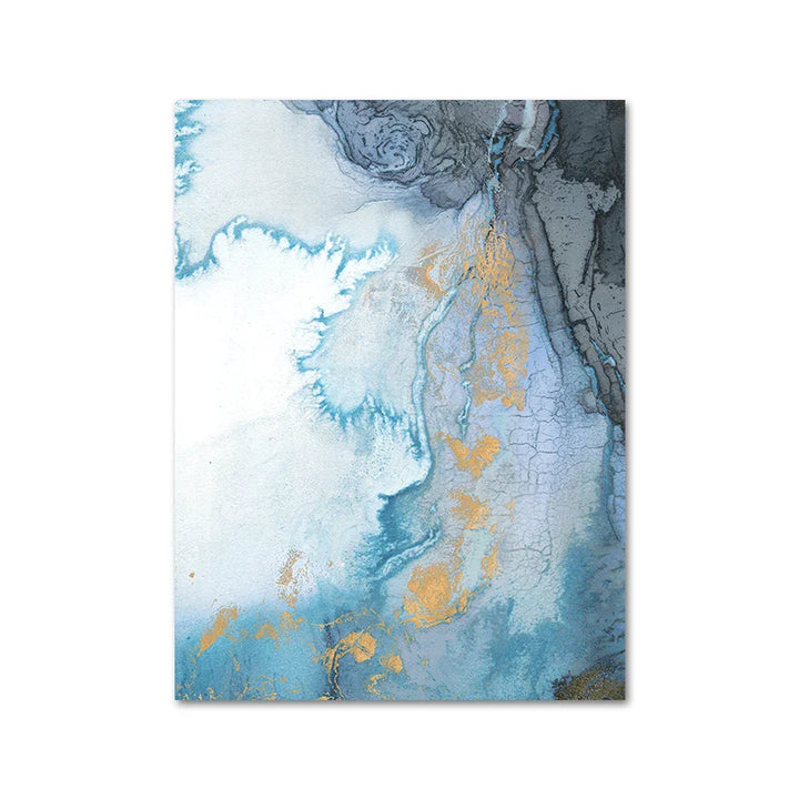 Blue Golden Marble Print Abstract Wall Art Fine Art Canvas Prints Pictures For Living Room Dining Room Hotel Room Bedroom Art Decor | Bowlift