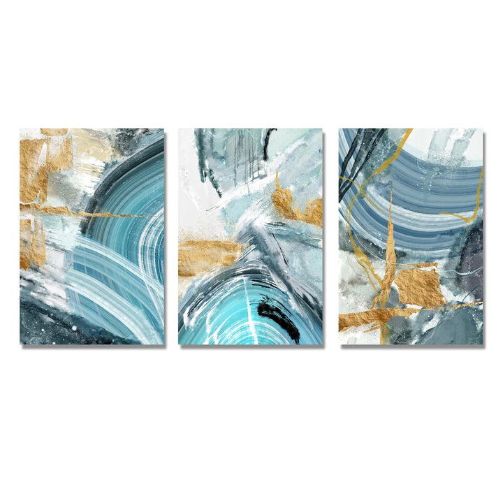 Blue Golden Nordic Marble Print Abstract Wall Art Fine Art Canvas Prints Pictures For Living Room Bedroom Home Office Decor | Bowlift