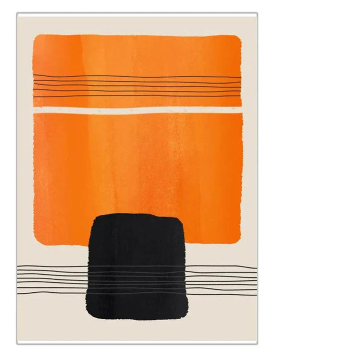 Bold Orange Beige Black Mosaic Abstract Wall Art Fine Art Canvas Prints Pictures For Modern Apartment Living Room Art For Contemporary Interiors | Bowlift