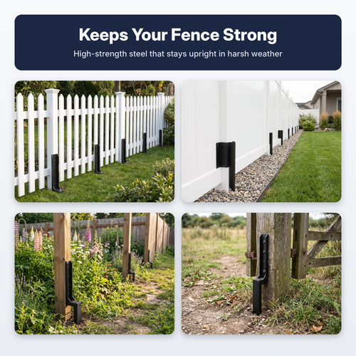 BowLift | 11-Gauge Steel Fence Post Repair Stake with No-Dig Hammer-In Spike