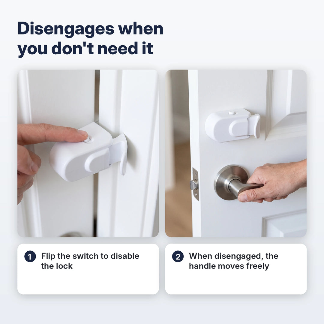 Switch disengages the child lock so the door handle works normally