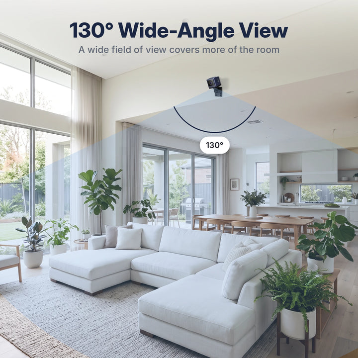 130 degree wide-angle view of a living room