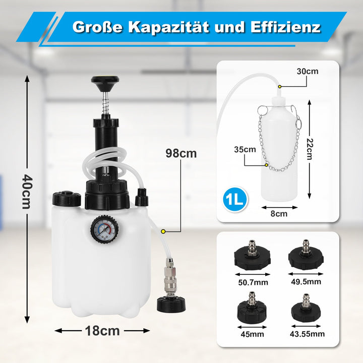3L brake fluid brake bleeding device with 1L suction container | Bowlift