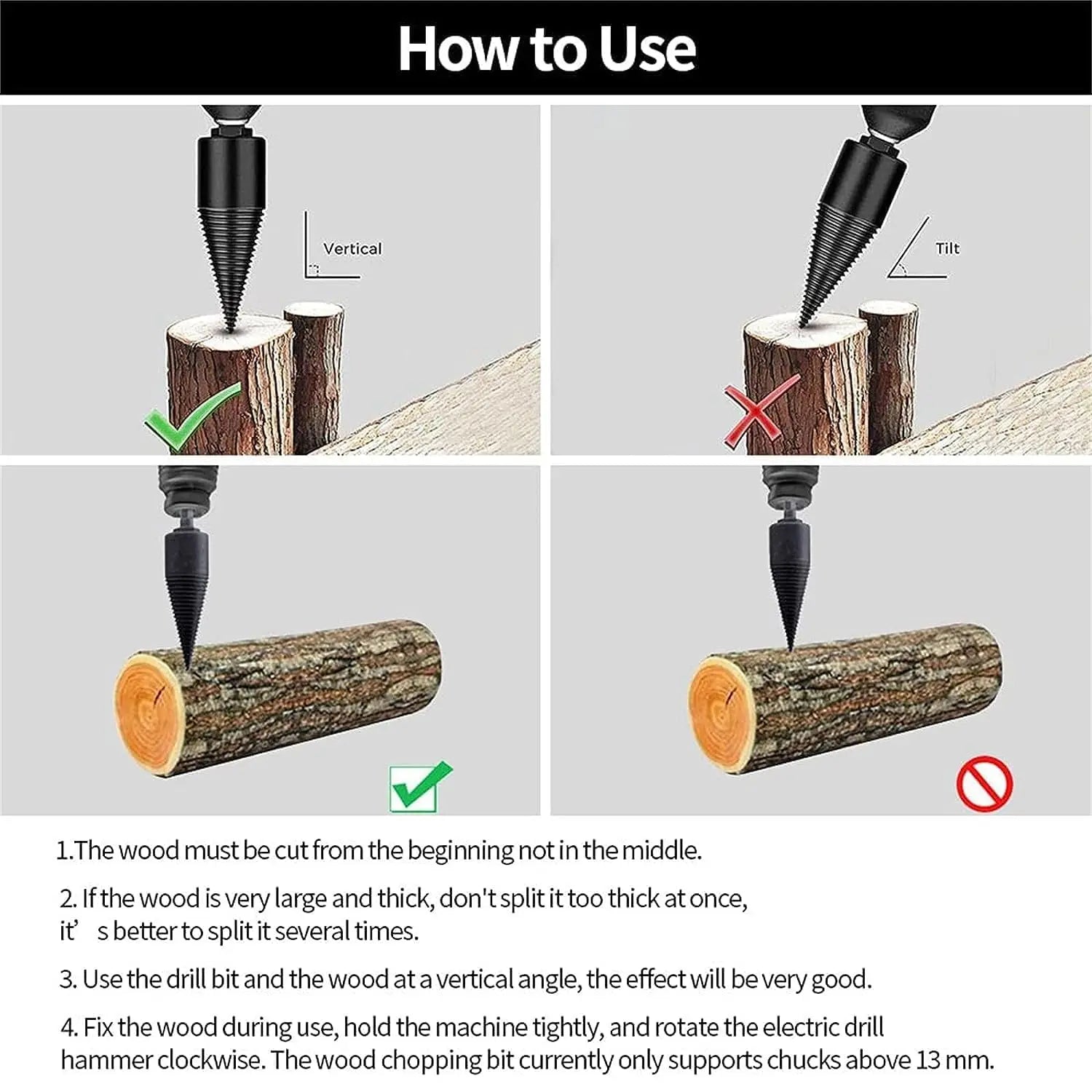 BowLift | Firewood Drill Bit Set – Split wood easily with the cordless drill