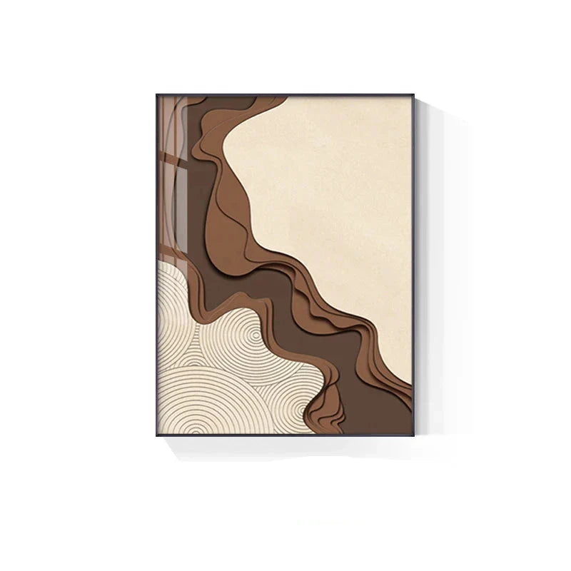 Brown Beige Abstract Flowing Contours Minimalist Wall Art Fine Art Canvas Prints Pictures For Modern Apartment Living Room Art For Contemporary Interiors | Bowlift
