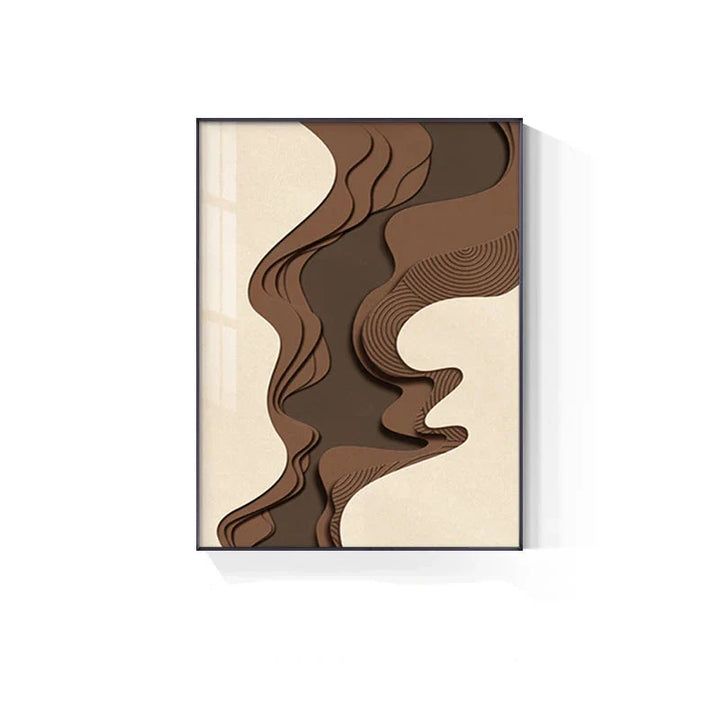 Brown Beige Abstract Flowing Contours Minimalist Wall Art Fine Art Canvas Prints Pictures For Modern Apartment Living Room Art For Contemporary Interiors | Bowlift
