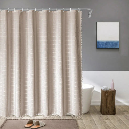 BowLift | Boho-Linen Shower Curtain with Tassels