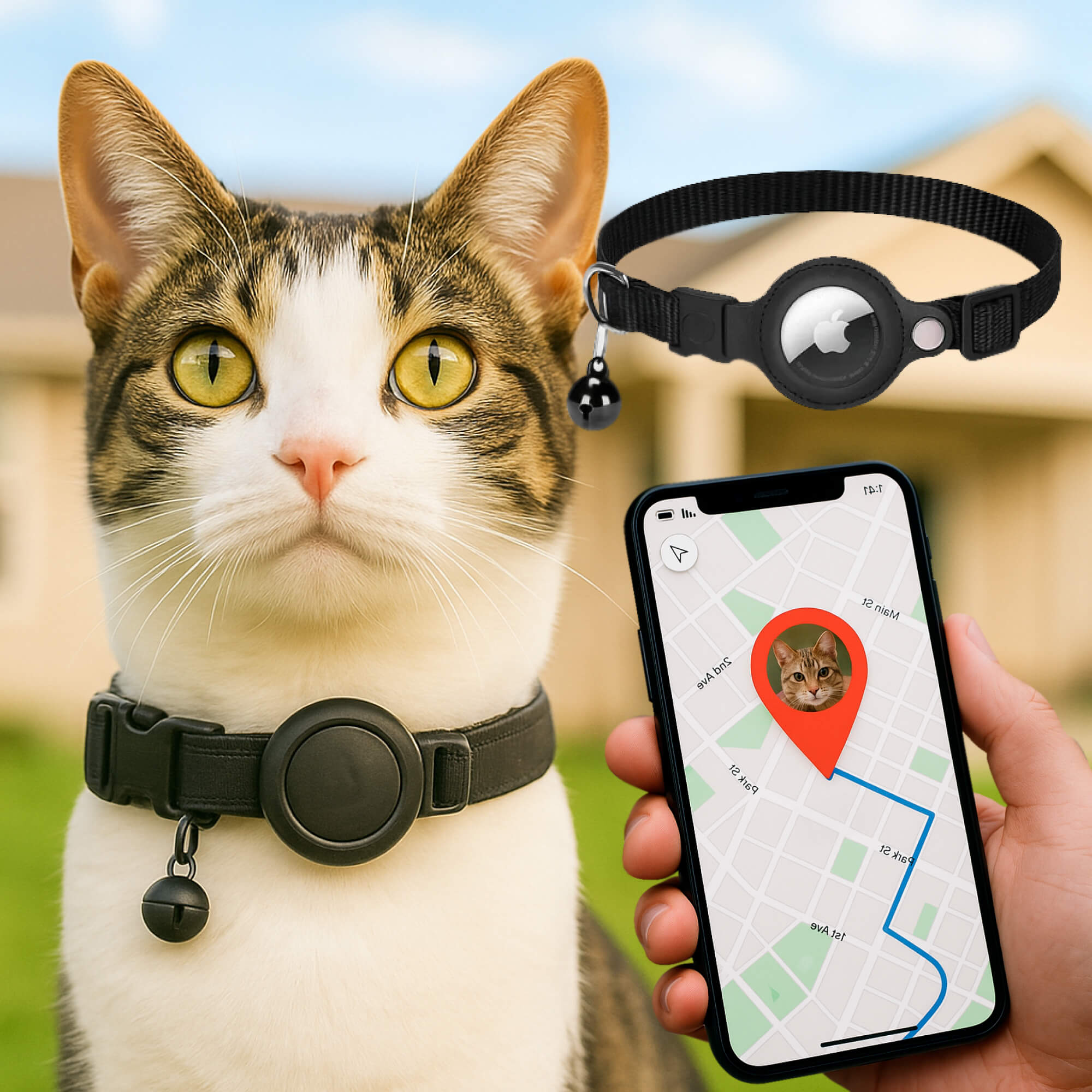 BowLift | Cat GPS Tracker Collar | Quick Release Closure, Reflective Design & Durable for Outdoor Safety Adventures