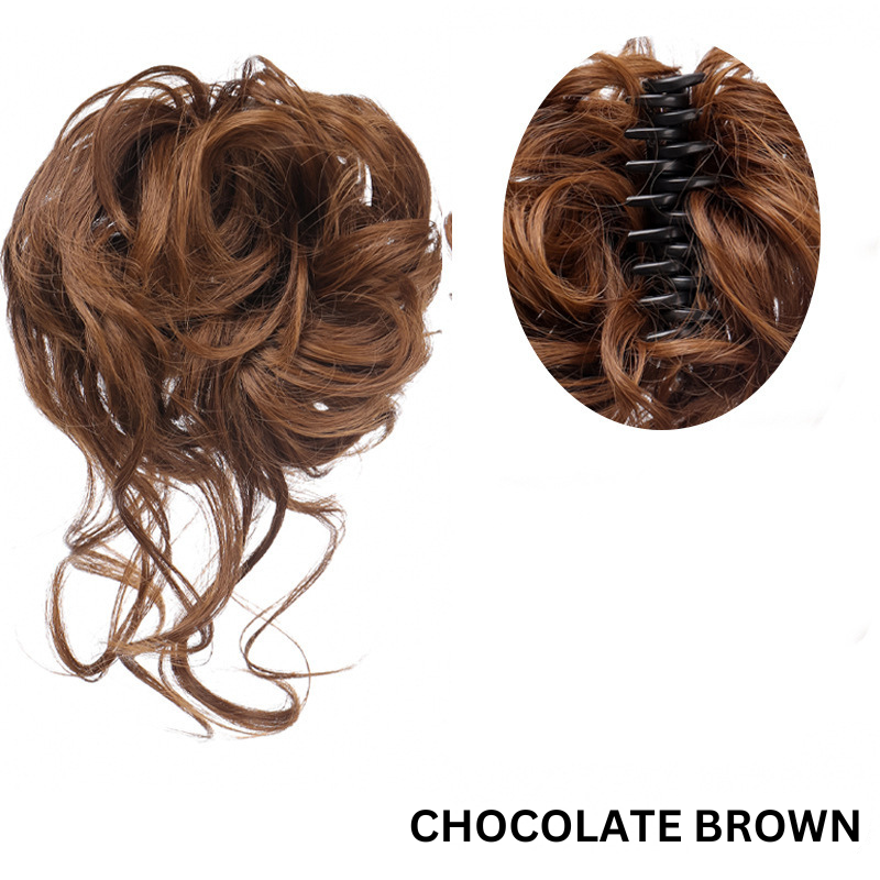 Messy Bun Hair Wavy Curly with Claw Clip Super Natural Look Bowlift
