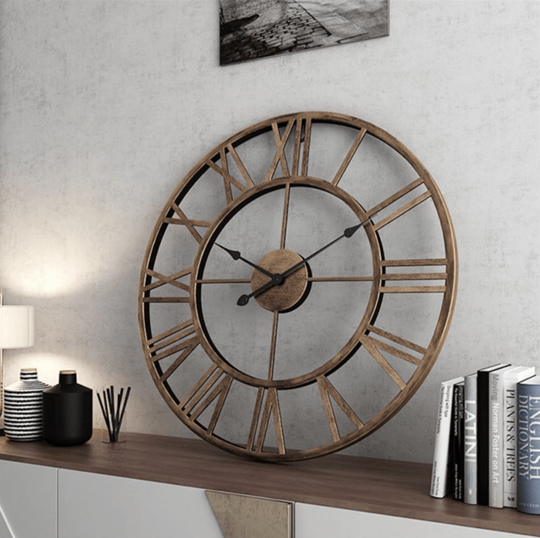BowLift | Skeleton Wall Clock made of Wrought Iron 40 × 40 cm with Silent Movement