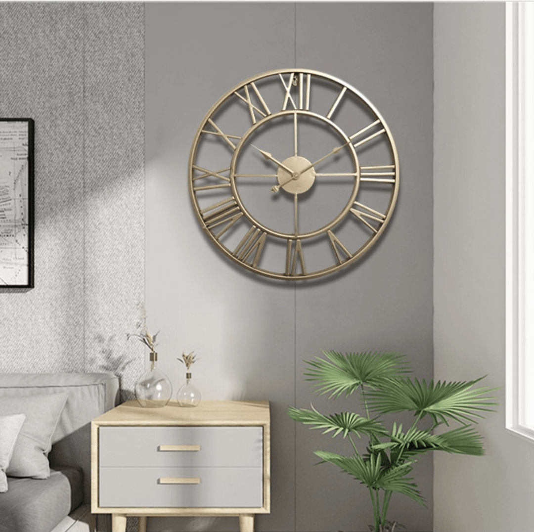 BowLift | Skeleton Wall Clock made of Wrought Iron 40 × 40 cm with Silent Movement