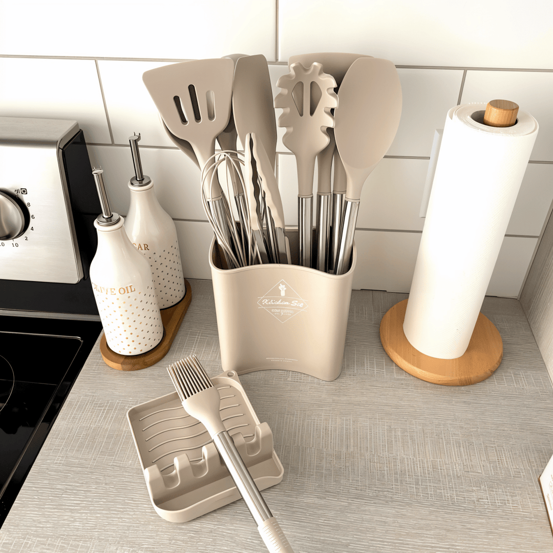 BowLift | 12-piece silicone kitchen utensil set with stainless steel handles for effortless cooking