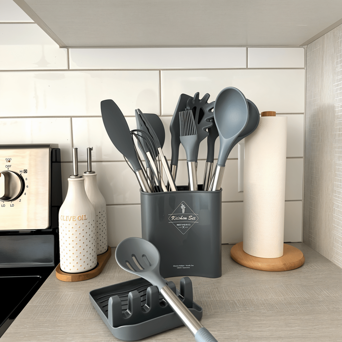 BowLift | 12-piece silicone kitchen utensil set with stainless steel handles for effortless cooking