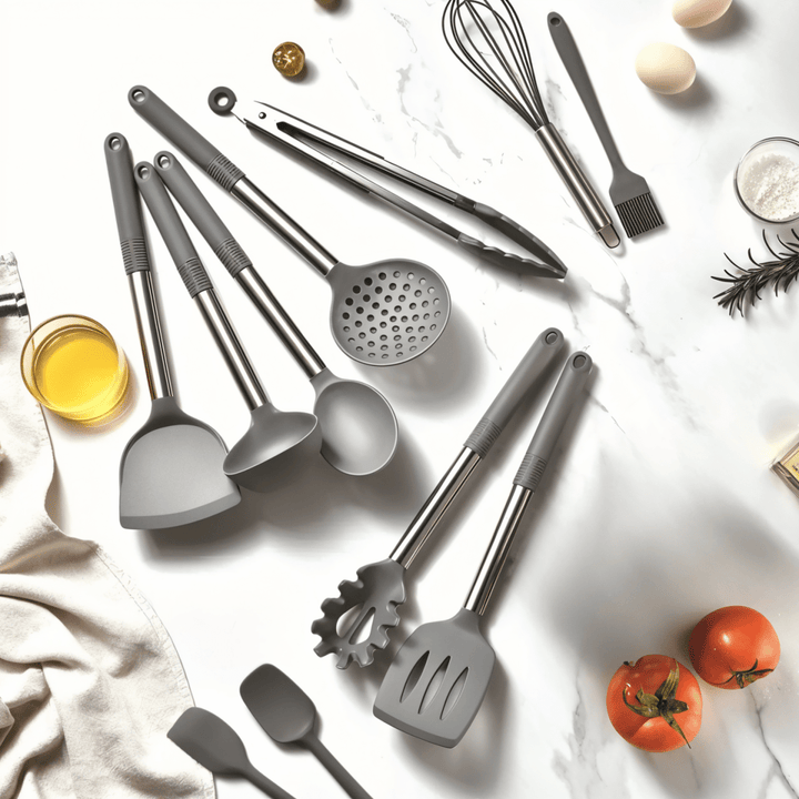 BowLift | 12-piece silicone kitchen utensil set with stainless steel handles for effortless cooking