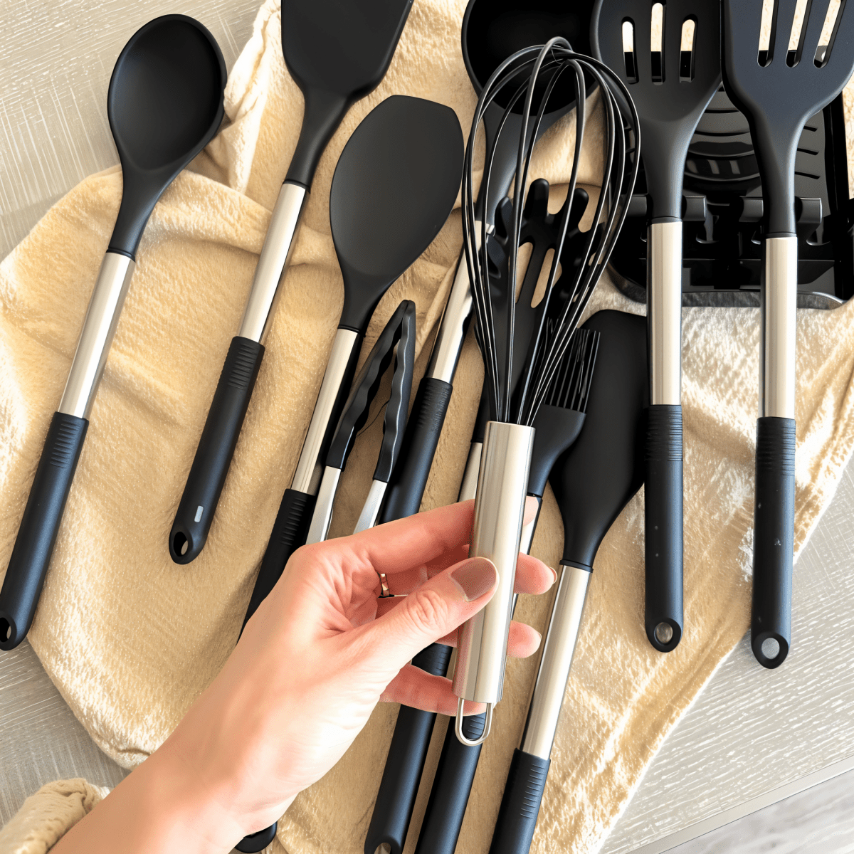 BowLift | 12-piece silicone kitchen utensil set with stainless steel handles for effortless cooking