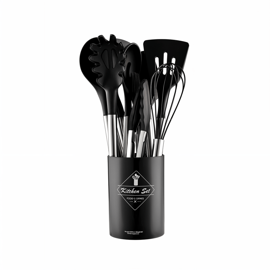 BowLift | 12-piece silicone kitchen utensil set with stainless steel handles for effortless cooking