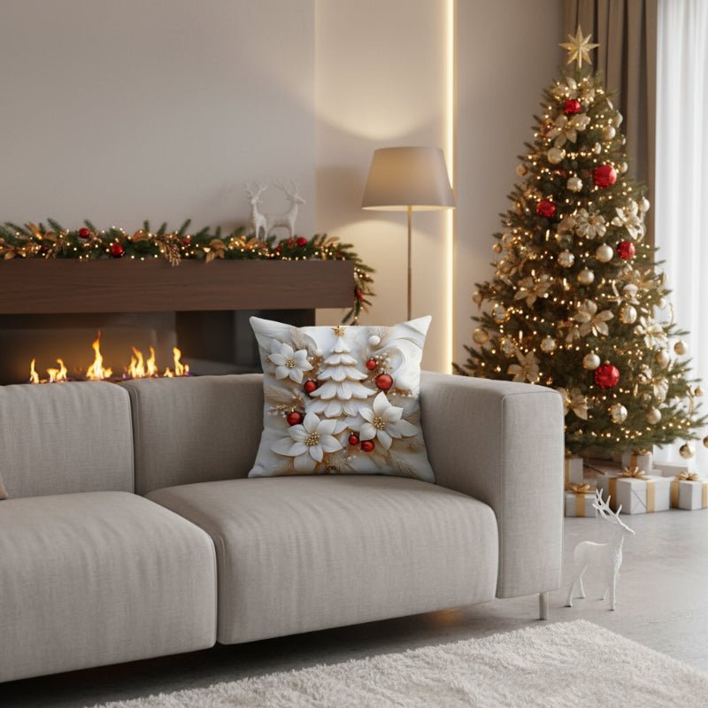 BowLift | Set von 4 Weihnachts-velours Kissenbezügen mit einzigartigen festlichen Designs