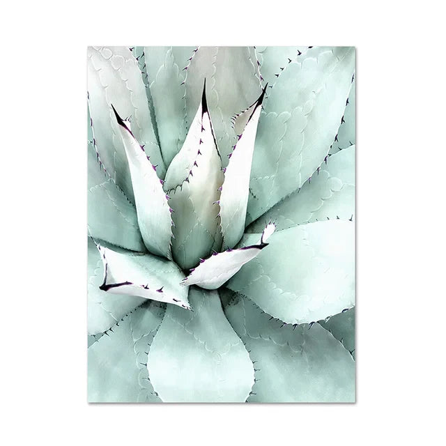 Cactus Eucalyptus Tropical Green Botany Wall Art Fine Art Canvas Prints Pictures For Living Room Kitchen Dining Room Home Decor | Bowlift