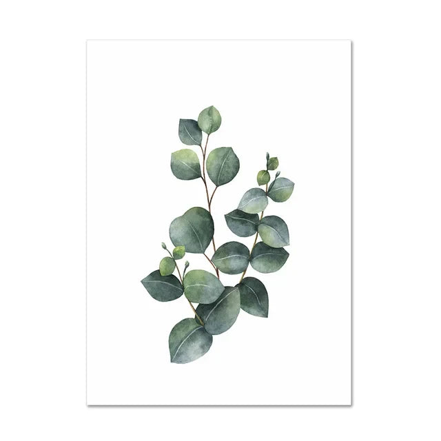 Cactus Eucalyptus Tropical Green Botany Wall Art Fine Art Canvas Prints Pictures For Living Room Kitchen Dining Room Home Decor | Bowlift